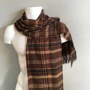 All cashmere scarf made in Scotland brown/tan plaid